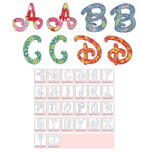 Playful Script Applique Alphabet Embroidery Fonts Embroidery