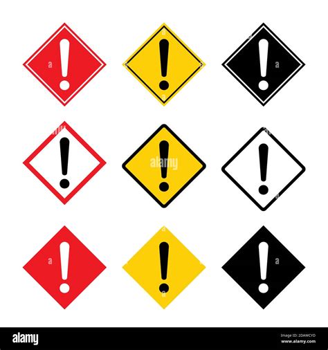 Set Of Hazard Warning Warn Symbol Vector Icon Flat Sign Symbol With