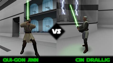 Qui Gon Jinn Vs Cin Drallig Star Wars Jedi Academy Movie Duels