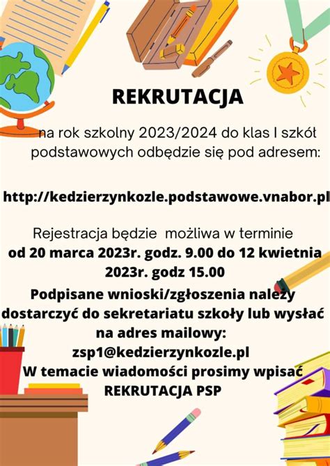 Rekrutacja Na E Rok Szkolny Publiczna Szko A Podstawowa Nr