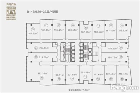 升龙广场写字楼b座29 33层平面图19室0厅1卫0厨377787㎡ 郑州房天下