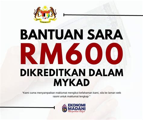 Bantuan Sara Rm Dikreditkan Ke Mykad Tak Perlu Memohon Senarai