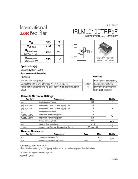 Irlml Trpbf Infineon Irlml Trpbf Pdf