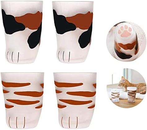 6 Pieces Cat Paw Cups Cat Paw Glass Kawaii Cat Claw Mug