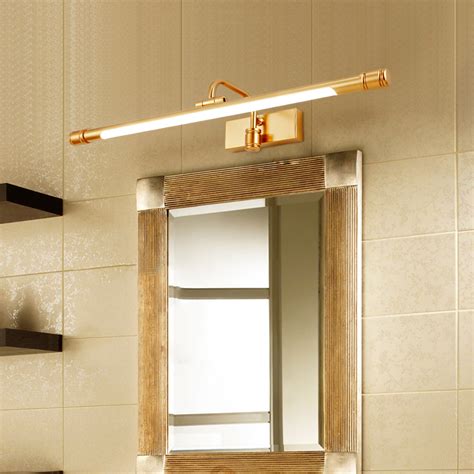 Mid Century Modern LED Vanity Light in Matte Gold Angle Adjustable,ROOMS