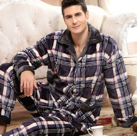 Wholesale Winter Spring Keep Warm Thick Coral Fleece Men Pajamas