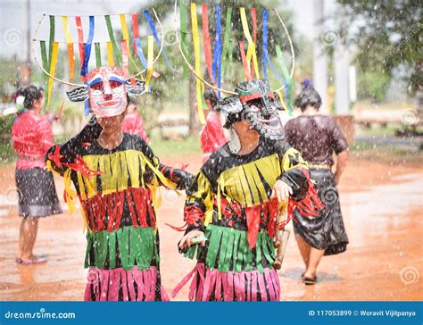 Thailand Rain Ceremony Festival Phi Khon Nam Dancing Editorial Stock