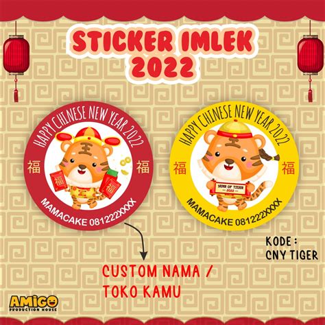 Jual Sticker Bulat Packaging Imlek Chinese Happy New Year Toples