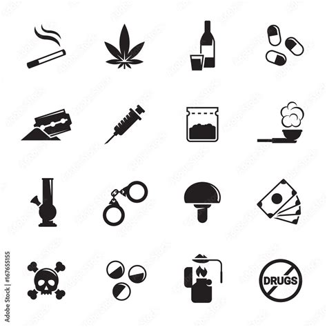 Drug icons, mono vector symbols Stock Vector | Adobe Stock