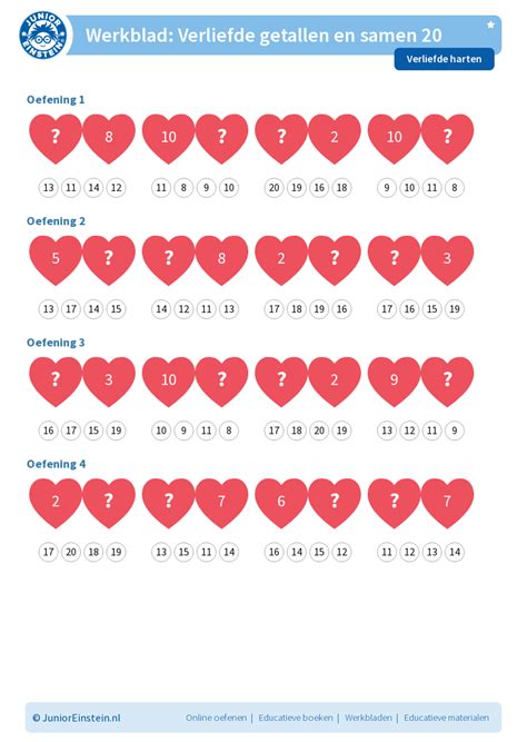 Werkblad Verliefde Getallen En Samen