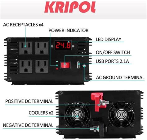 Kripol Watt Pure Sine Wave Inverter V Dc To V Ac Car Power