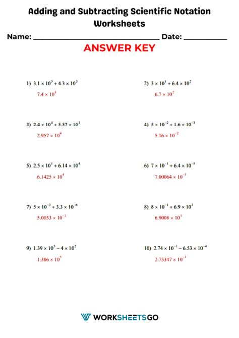 Adding And Subtracting Scientific Notation Worksheets Worksheetsgo