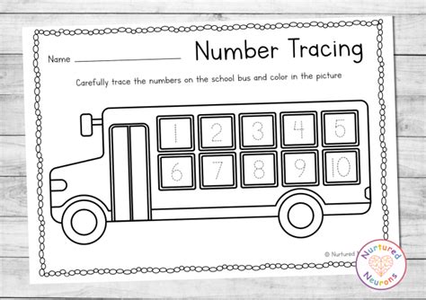 School Bus Number Tracing Worksheet 1-10 (Preschool Printable ...