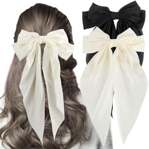 Amazon ATODEN Silky Satin Oversized Hair Bows And Ribbons 2Pcs