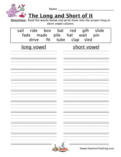 Long Short Vowels Sorting Worksheet By Teach Simple