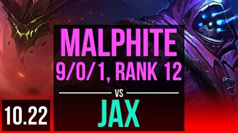 Malphite Vs Jax Top Rank 1 Malphite 9 0 1 Legendary Rank 12 Na