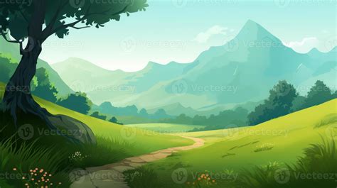 Grass land Background scenery anime image 22876826 Stock Photo at Vecteezy