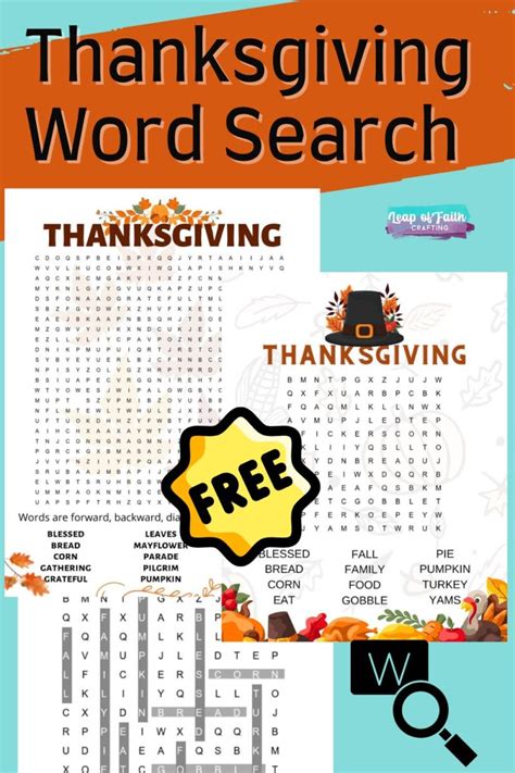 FREE Printable Thanksgiving Word Search (2 Options!) - Leap of Faith Crafting