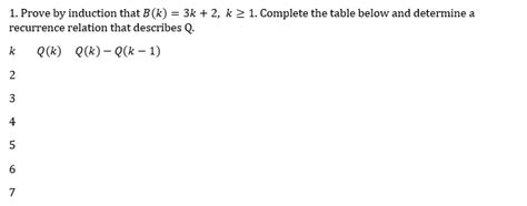 Solved Prove By Induction That Complete The Table Below