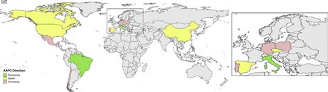 World Map Of The Average Annual Percentage Change Aapc Direction