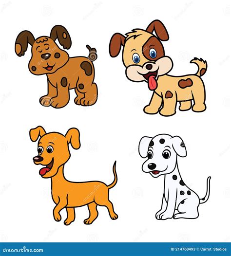 Conjunto De Dibujos Animados Perros Cachorros De Dibujos Animados