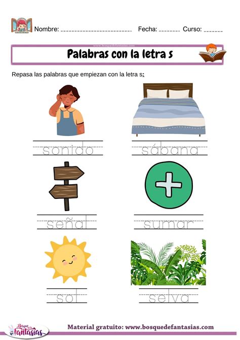 Palabras Con La Letra S Actividades Y Ejemplos Para Niños