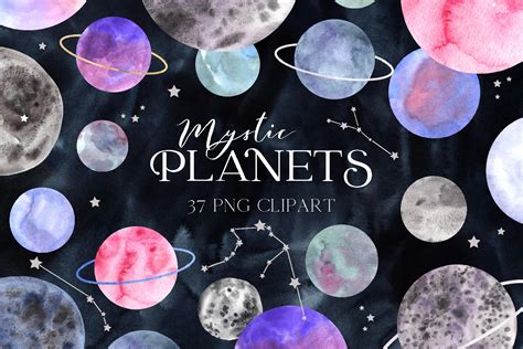 Watercolor Space Planet Mystic Clipart Graphic by Larysa Zabrotskaya ...