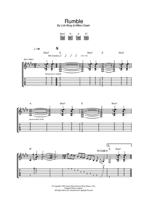 Rumble Sheet Music By Link Wray For Guitar Tab Sheet Music Now