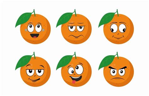 Premium Vector | Orange cartoon with different emotions vector