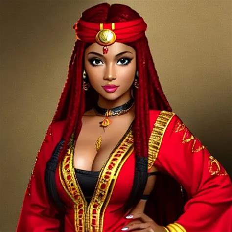 A Petite Black Woman Wearing Red And Yellow Ancient Openart