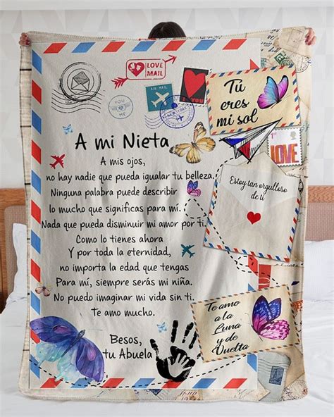 Carta Personalizada A Mi Nieta Besos Tu Abuela Mantas Tejidas Etsy