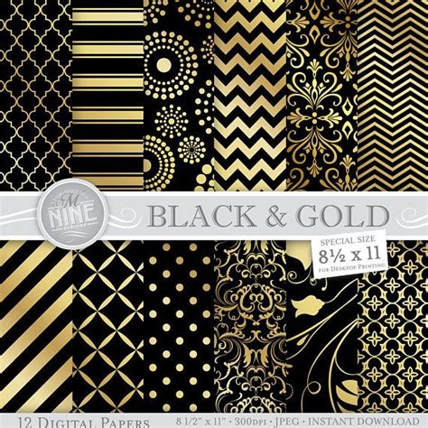 Black And Gold Digital Paper Pack