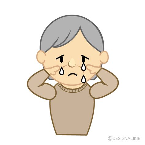 泣くおばあちゃんイラストのフリー素材｜イラストイメージ