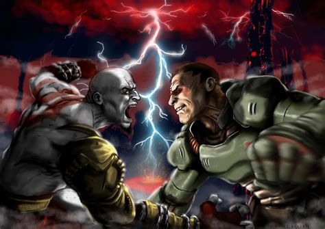 Kratos vs Doom Slayer | Crossover | Doom, Slayer, Fighting demons