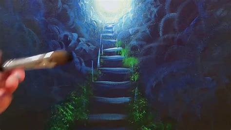 STAIRWAY TO HEAVEN 💙ACRYLIC PAINTING ~ STEP by STEP - YouTube Acrylic ...