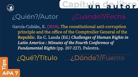 Tips Apa 7 ¿cómo Citar Capítulos De Libros Con Un Solo Autor Youtube