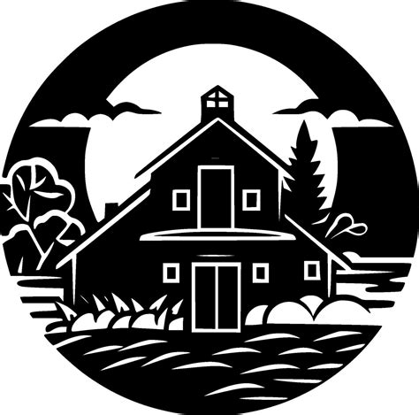 Farmhouse, Black and White Vector illustration 26708011 Vector Art at ...