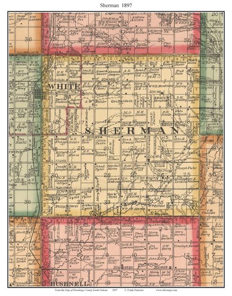 Sherman South Dakota 1897 Old Town Map Custom Print Brookings Co