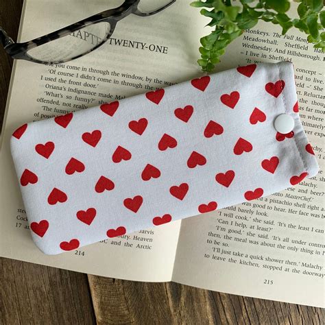 Love Heart Fabric Glasses Case Spectacles Snap Pouch Eyeglass Etsy