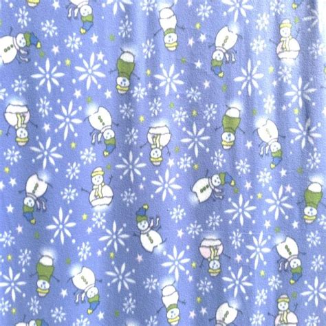 Snowman on Blue Fleece Fabric