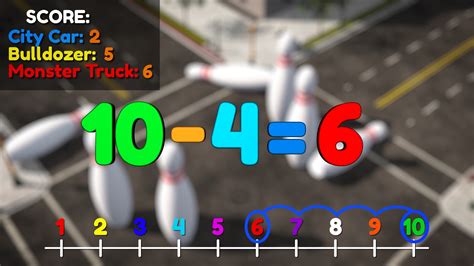 Vehicle Bowling Math Learn Adding And Subtracting For Kids Kartoon