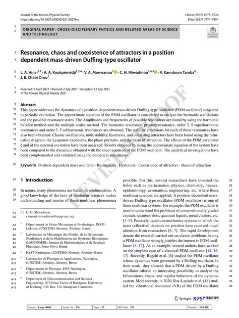 Pdf Resonance Chaos And Coexistence Of Attractors In A Position