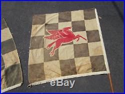 Vintage S S Mobil Oil Racing Checkered Flags With Pegasus Not