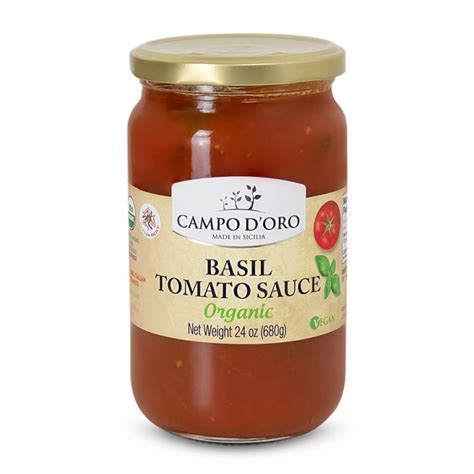 Organic Basil Tomato Sauce Campo D Oro Real Sicilian Taste