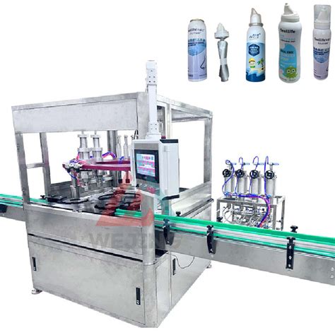 Easy Operate Automatic PLC Controlled Bov Bag On Valve Aerosol Filling