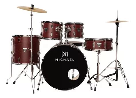 Bateria Acústica Michael Trinity Matte Red Bumbo 22