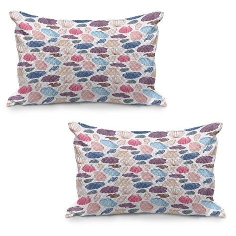 Scallop Quilted Pillowcover Set Of 2 Delicate Hand Drawn Colorful