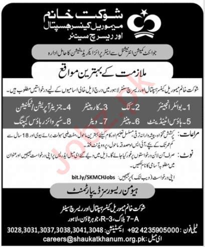 Latest Shaukat Khanum Memorial Cancer Hospital Lahore Jobs Job