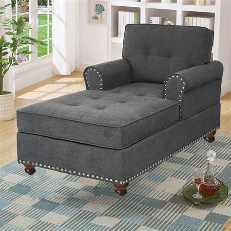 Grey Andressa Tufted Two Flared Arm Chaise Lounge