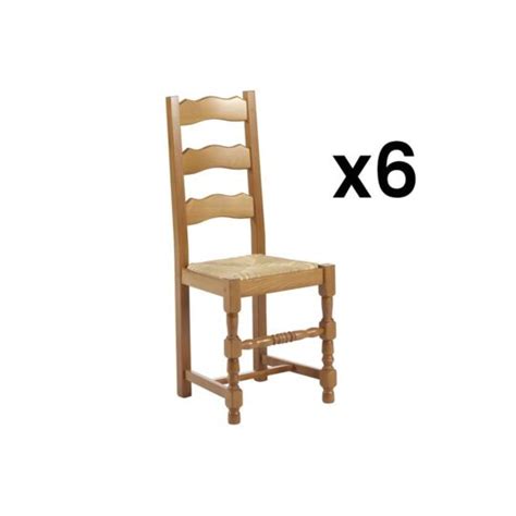 Lot De 6 Chaises Seguin Hêtre Massif Assise En Paille De Seigle à